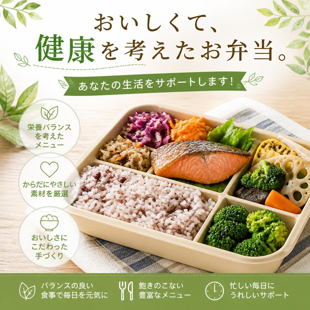 おいしくて、健康を考えたお弁当。あなたの生活をサポートします！