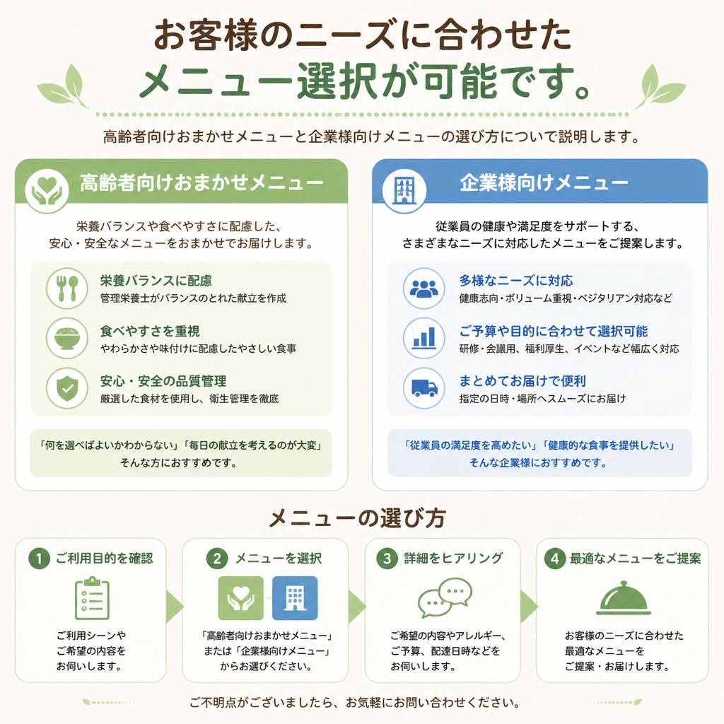 自由なメニュー選択