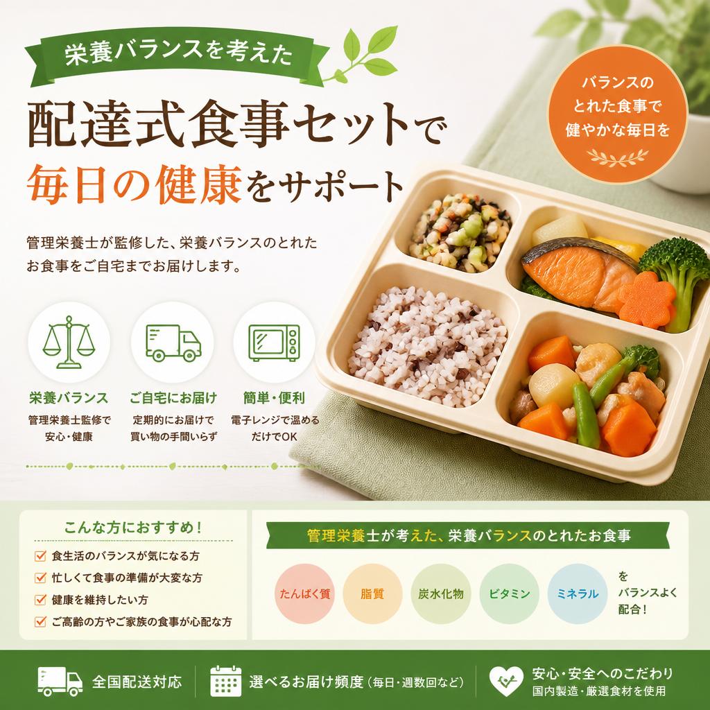 栄養バランスを考えた配達式食事セットで毎日の健康をサポート