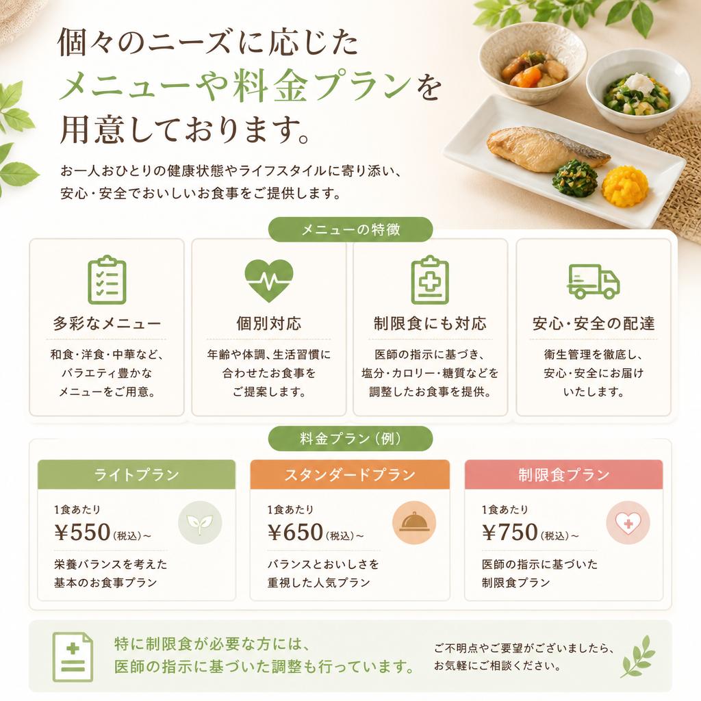 メニューと料金プラン